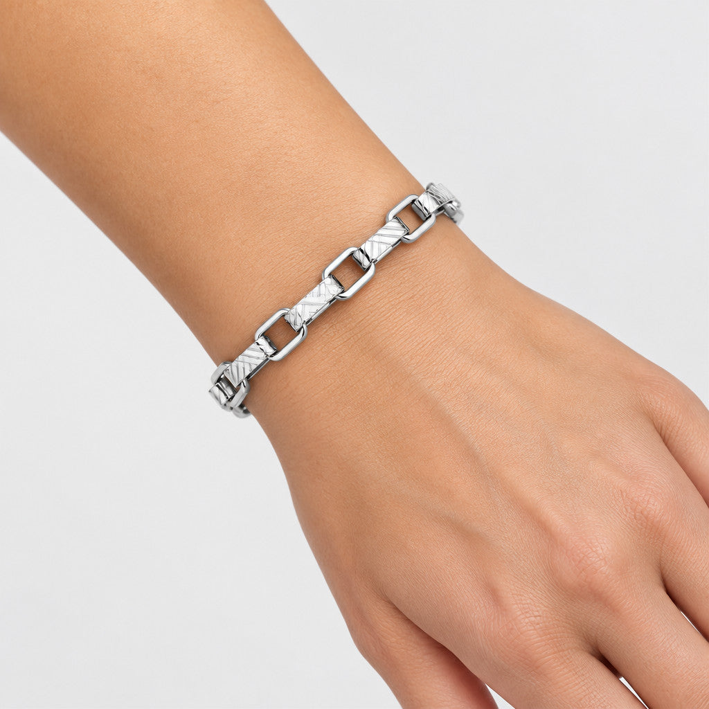 Interlocking Rectangle Geometric Bracelet - Silver