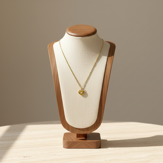 Heart Zirconia Pendant Necklace 316L Stainless Steel 18K Gold Plated