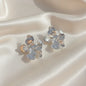 Geometric Metal Textured Flower Hoop Earrings