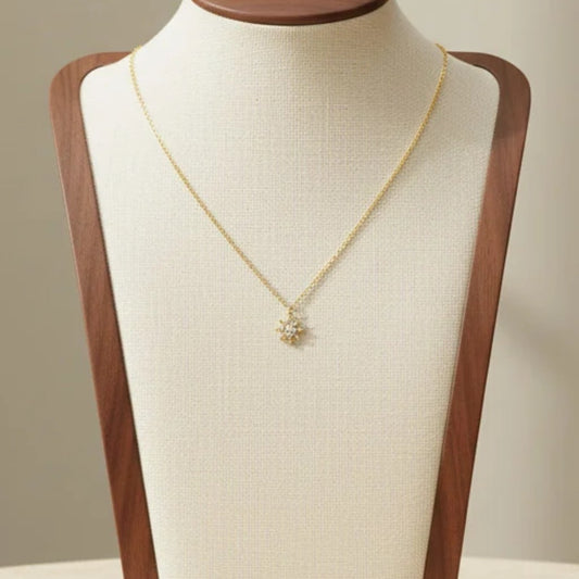 Hollow Snowflake Pendant Necklace Stainless Steel 18K Gold Plated