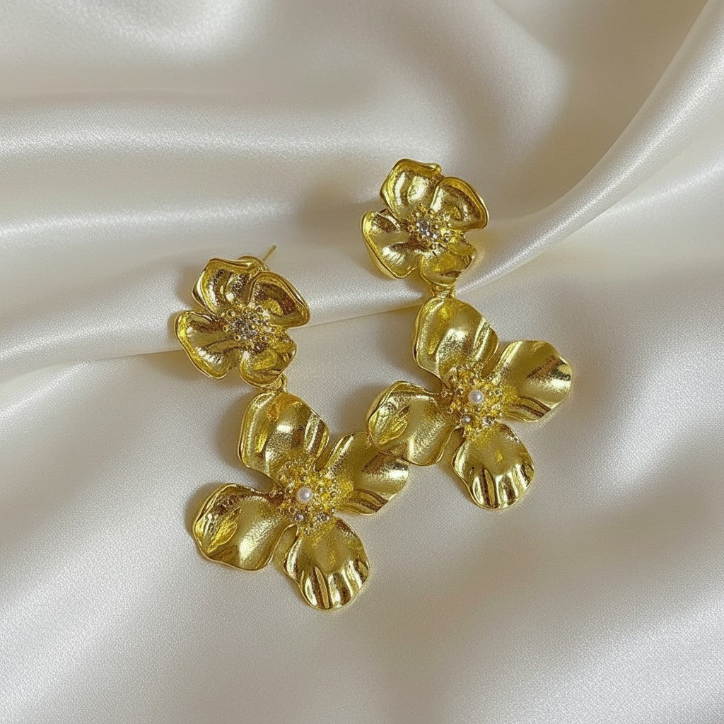 Lynn's Closet Boutique Floral Hoop Earrings