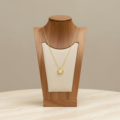 Oval Opal Pendant Necklace 304 Stainless Steel 18K Gold Plated Minimalist