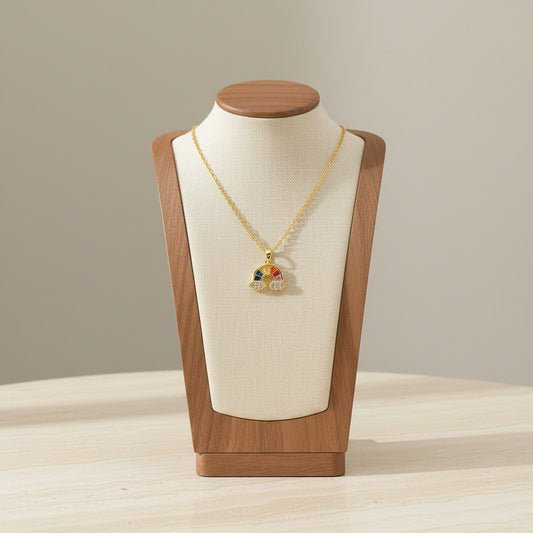 Rainbow Cloud Pendant Necklace Stainless Steel 18K Gold Plated Zirconia