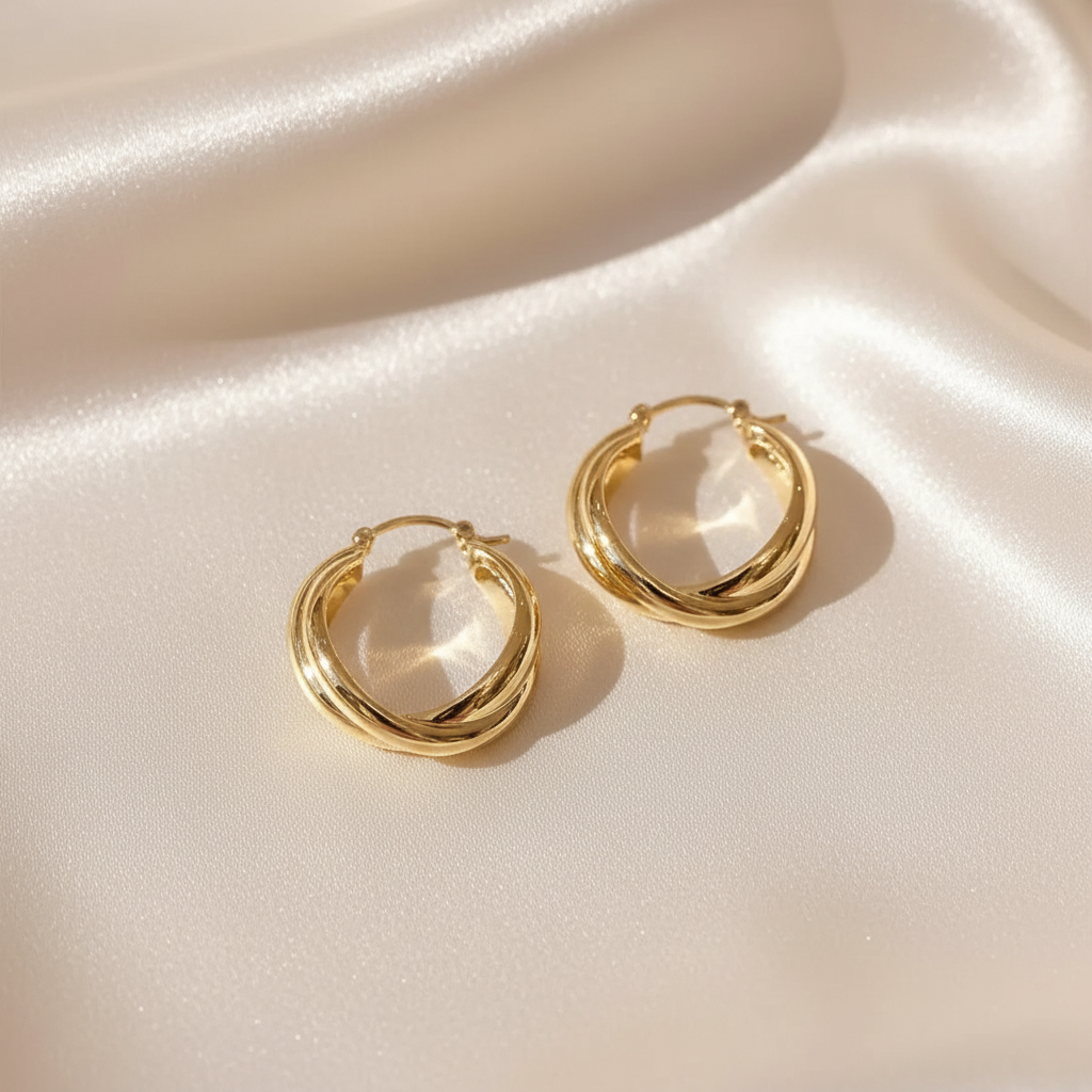 Lynn's Closet Boutique gold tone Twisted Ribbon Hoop Earrings