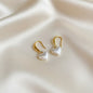 Lynn's Closet Boutique Pearly Heart Drop Hoop Earrings