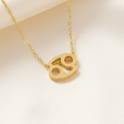 Zodiac Sign Pendant Necklace 18K Gold Plated 304 Stainless Steel Dainty Clavicle Chain