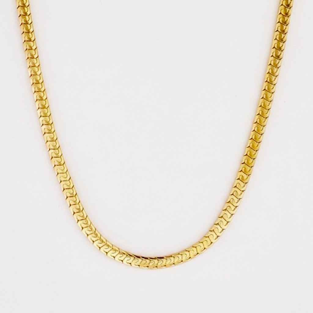 Stainless Steel Flat Snake Necklace 18K Gold Plated Minimalist Clavicle Chain