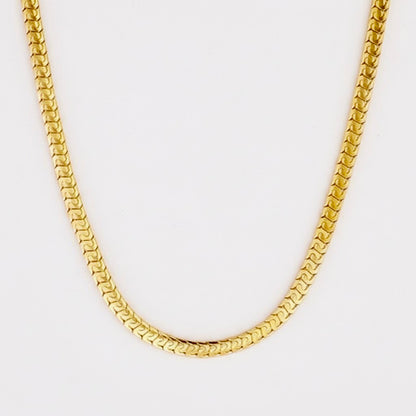 Stainless Steel Flat Snake Necklace 18K Gold Plated Minimalist Clavicle Chain