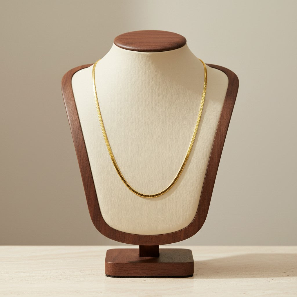 Stainless Steel Flat Snake Necklace 18K Gold Plated Minimalist Clavicle Chain