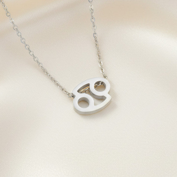Zodiac Sign Pendant Necklace Silver Tone 304 Stainless Steel Dainty Clavicle Chain