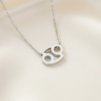 Zodiac Sign Pendant Necklace Silver Tone 304 Stainless Steel Dainty Clavicle Chain