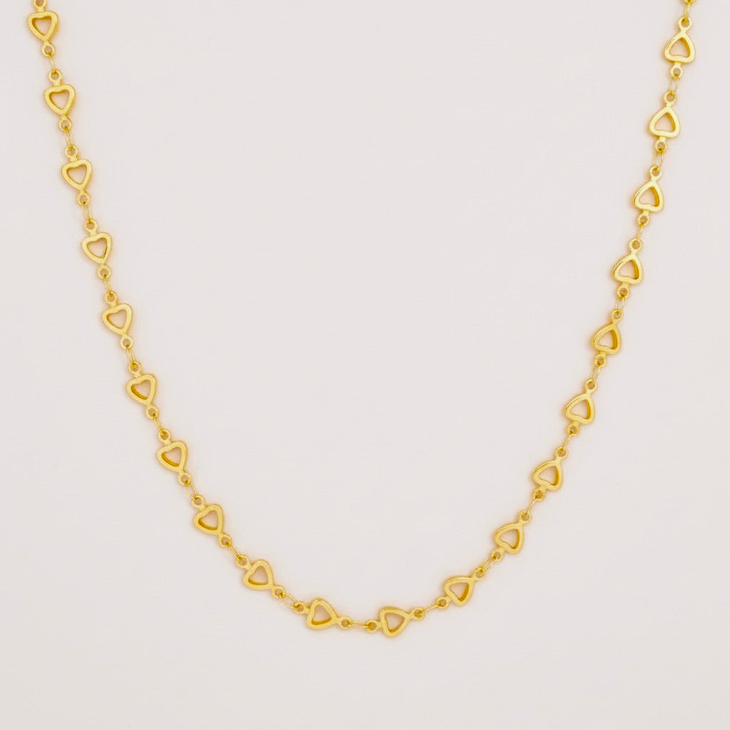 Stainless Steel Heart-Linked Necklace 18K Gold Plated Minimalist Clavicle Chain