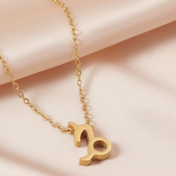 Zodiac Sign Pendant Necklace 18K Gold Plated 304 Stainless Steel Dainty Clavicle Chain