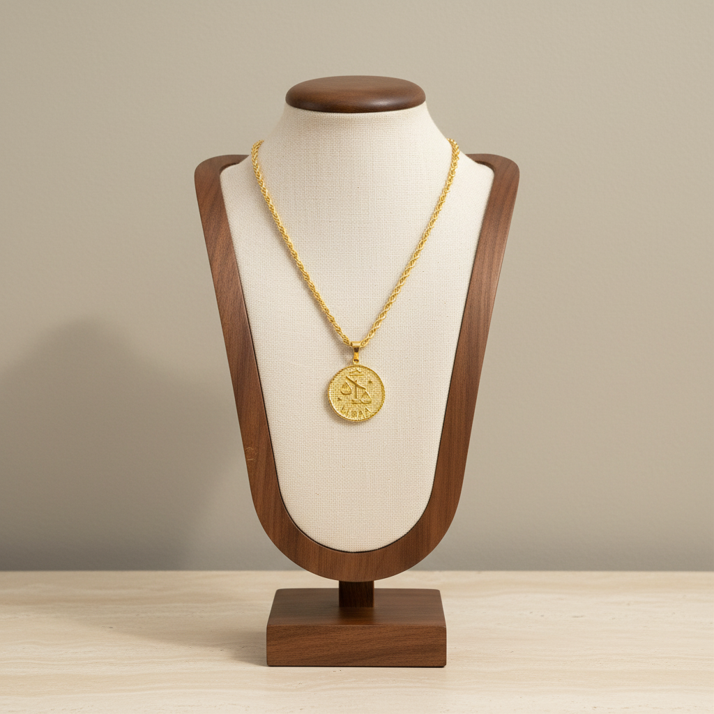 Zodiac Coin Pendant Necklace 18K Gold Plated Stainless Steel Rope Chain Constellation