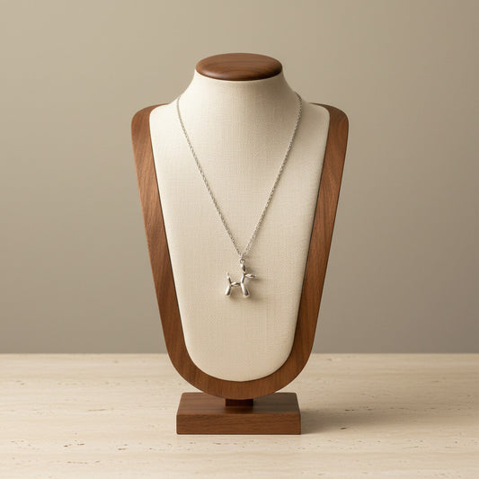 Balloon Dog Pendant Necklace Titanium Steel 18K Gold Plated Minimalist (Style A)