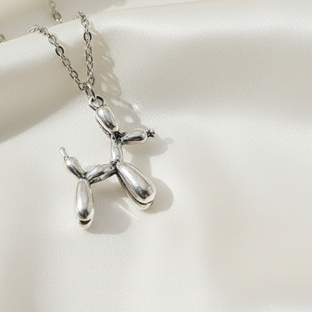 Balloon Dog Pendant Necklace Titanium Steel 18K Gold Plated Minimalist (Style A)