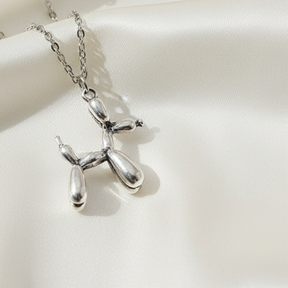 Balloon Dog Pendant Necklace Titanium Steel 18K Gold Plated Minimalist (Style A)