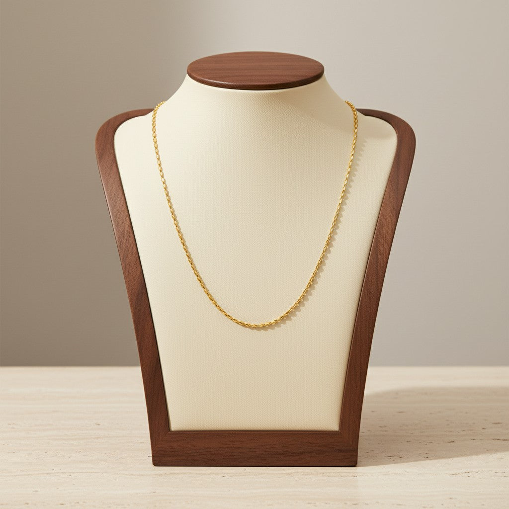 Stainless Steel Rice Bead Necklace 18K Gold Plated Minimalist Clavicle Chain