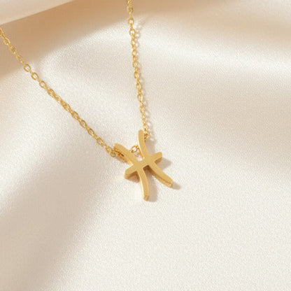 Zodiac Sign Pendant Necklace 18K Gold Plated 304 Stainless Steel Dainty Clavicle Chain