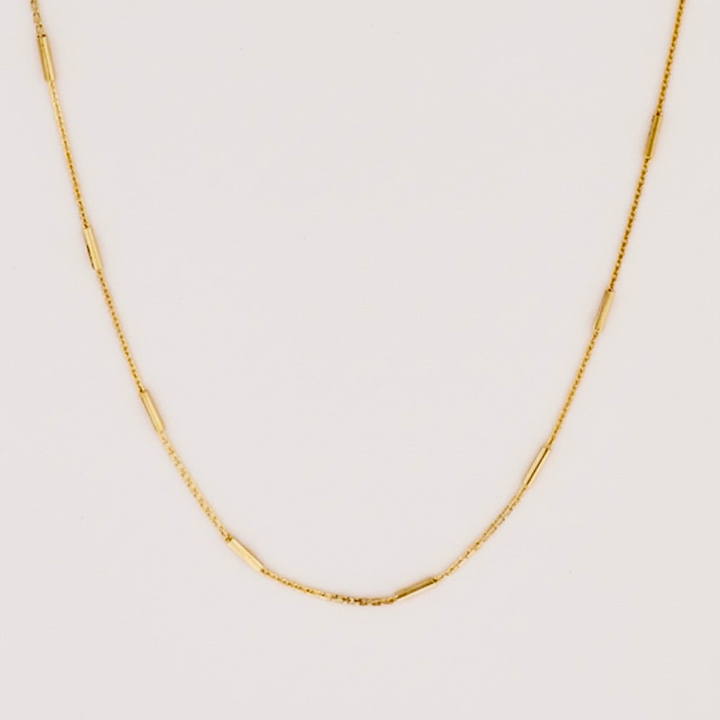 Stainless Steel Cylindrical Bead Necklace 18K Gold Plated Minimalist Clavicle Chain