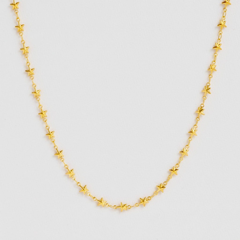 Stainless Steel Hollow Star Necklace 18K Gold Plated Minimalist Clavicle Chain