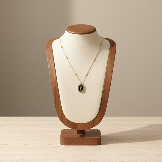 December Poinsettia Birth Flower Pendant Necklace Titanium Steel 18K Gold Plated Double Layered