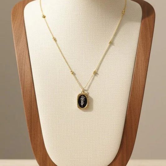 December Poinsettia Birth Flower Pendant Necklace Titanium Steel 18K Gold Plated Double Layered