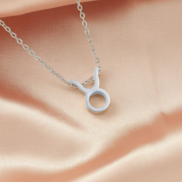 Zodiac Sign Pendant Necklace Silver Tone 304 Stainless Steel Dainty Clavicle Chain