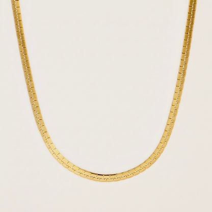Stainless Steel Snake Box Necklace 18K Gold Plated Minimalist Clavicle Chain