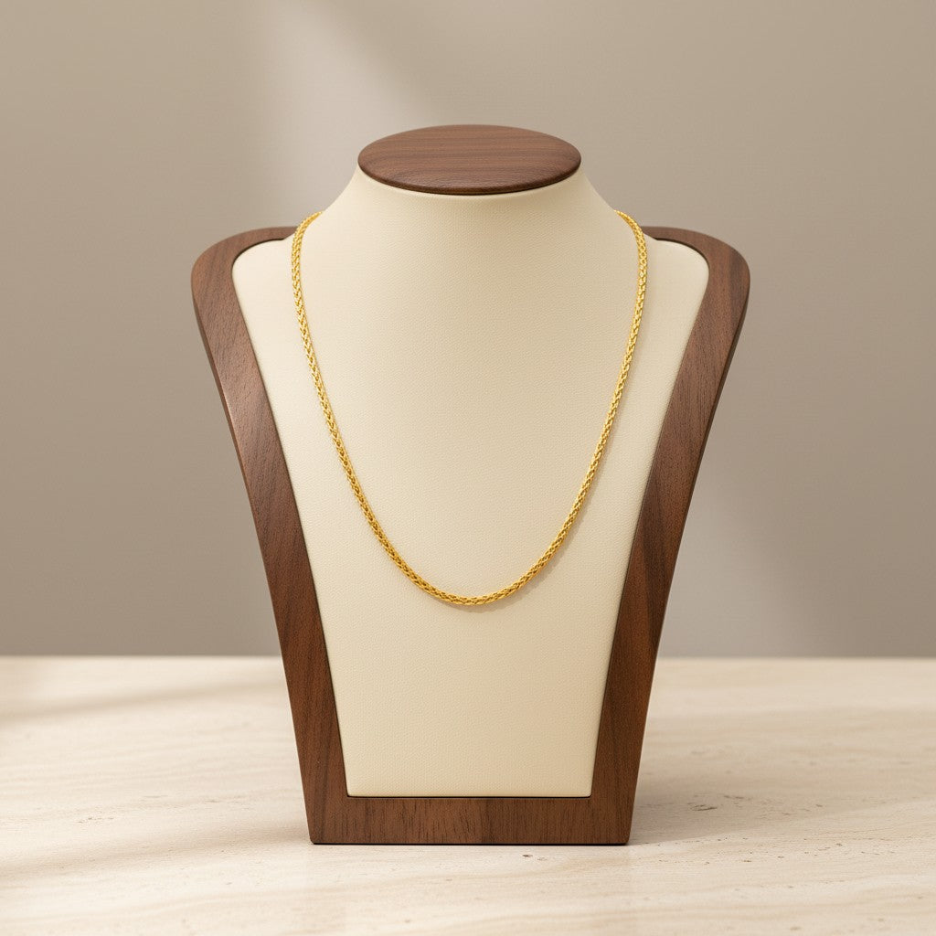 Stainless Steel Woven Wide Necklace 18K Gold Plated Minimalist Clavicle Chain