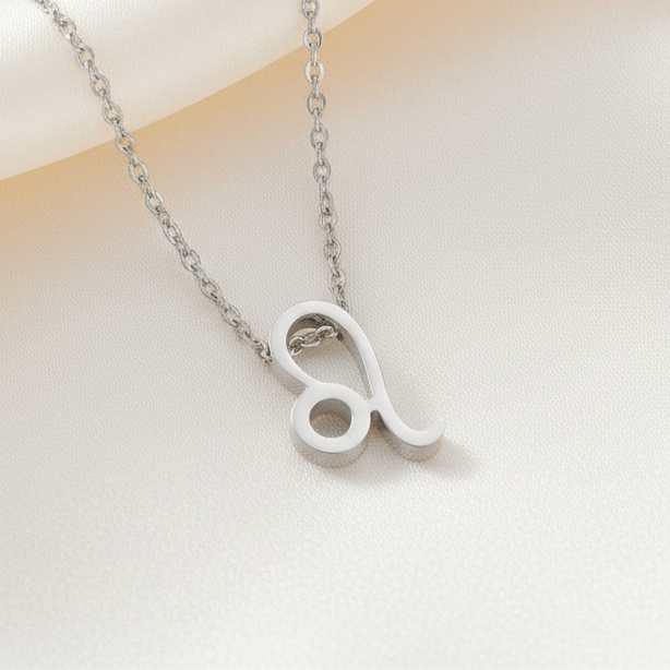 Zodiac Sign Pendant Necklace Silver Tone 304 Stainless Steel Dainty Clavicle Chain