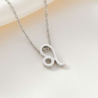 Zodiac Sign Pendant Necklace Silver Tone 304 Stainless Steel Dainty Clavicle Chain