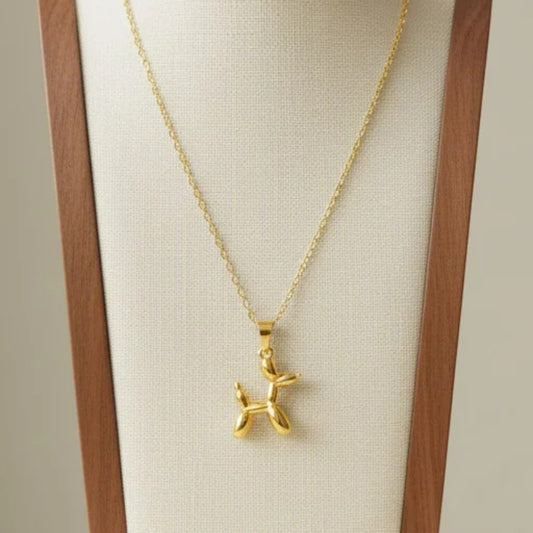 Balloon Dog Pendant Necklace Titanium Steel 18K Gold Plated Minimalist (Style B)