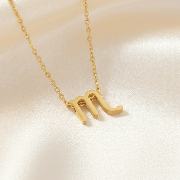 Zodiac Sign Pendant Necklace 18K Gold Plated 304 Stainless Steel Dainty Clavicle Chain