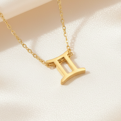 Zodiac Sign Pendant Necklace 18K Gold Plated 304 Stainless Steel Dainty Clavicle Chain