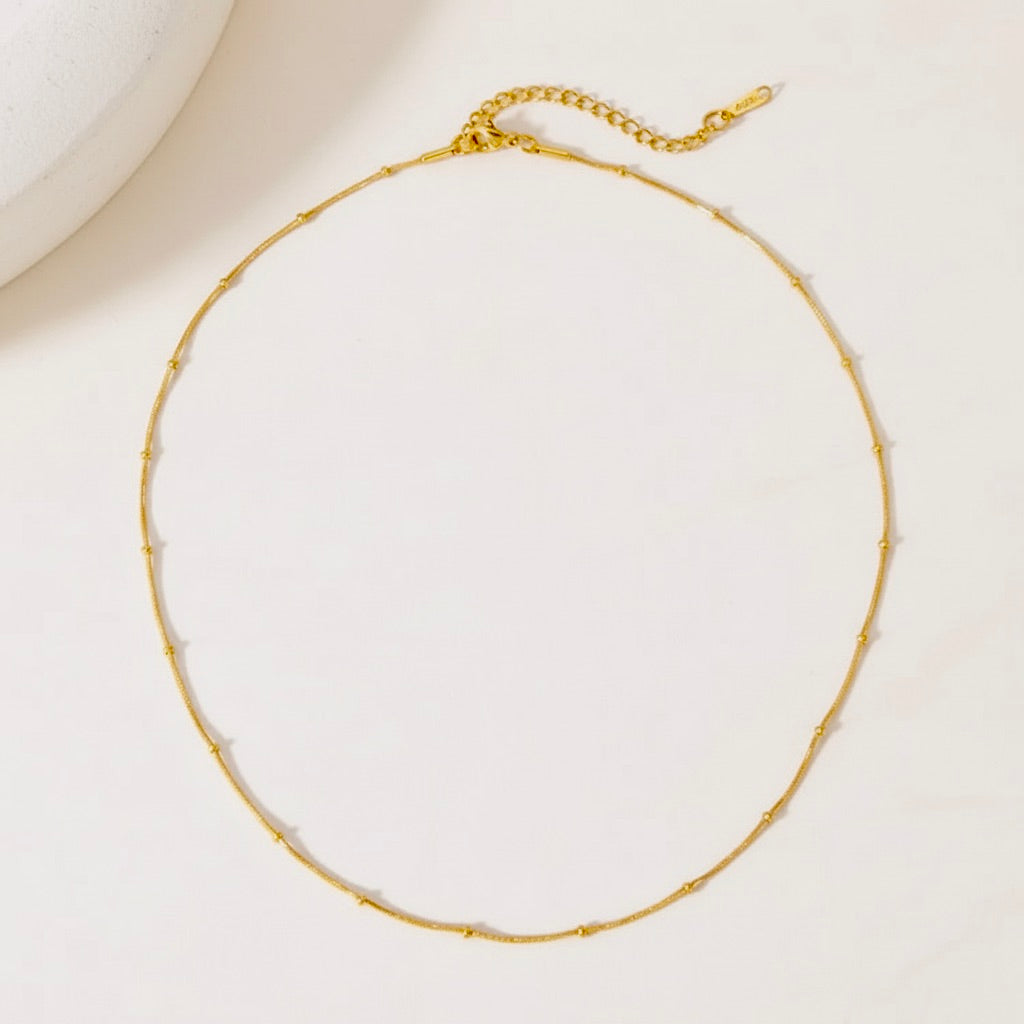 18K Gold Plated Stainless Steel Bead Necklace Chain