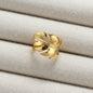 Stainless Steel Monstera Leaf Adjustable Open Ring Gold Plated