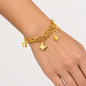 Butterfly Pendant Double Layer Chain Bracelet - Gold