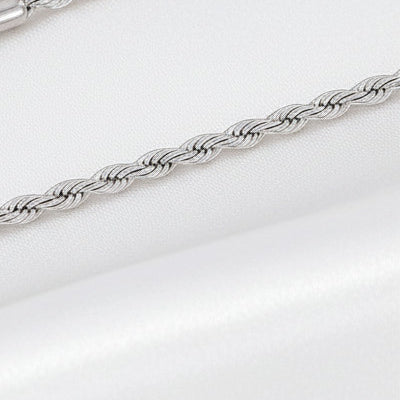 Silver Rope Necklace Chain Titanium Steel 45cm