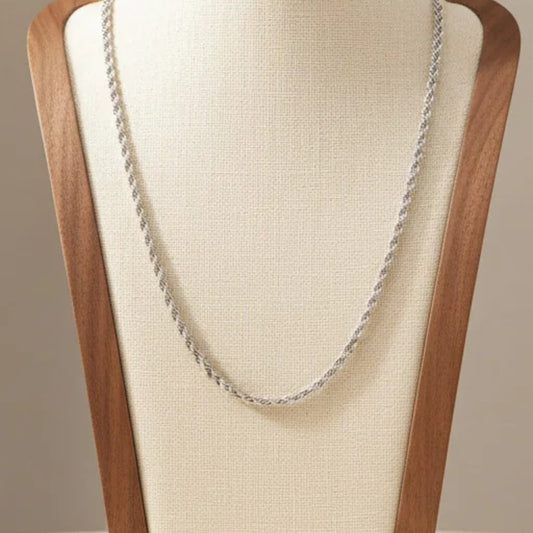 Silver Rope Necklace Chain Titanium Steel 45cm