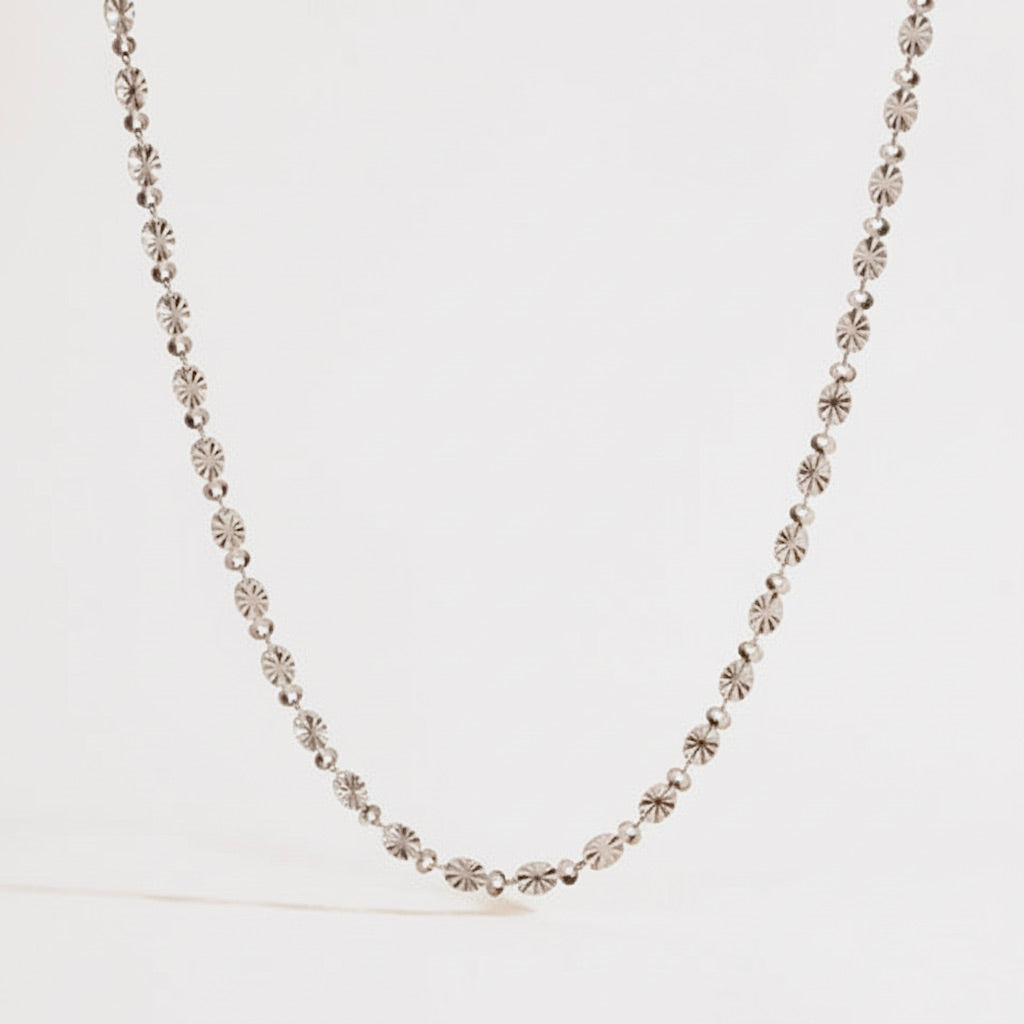 18K Gold Plated Stainless Steel Patterned Necklace Chain Silver