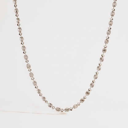18K Gold Plated Stainless Steel Patterned Necklace Chain Silver