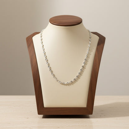 18K Gold Plated Stainless Steel Patterned Necklace Chain Silver