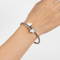 Heart Charm Link Bracelet Toggle Clasp - Silver