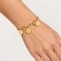 Queen Portrait Coin Paperclip Chain Bracelet - Gold