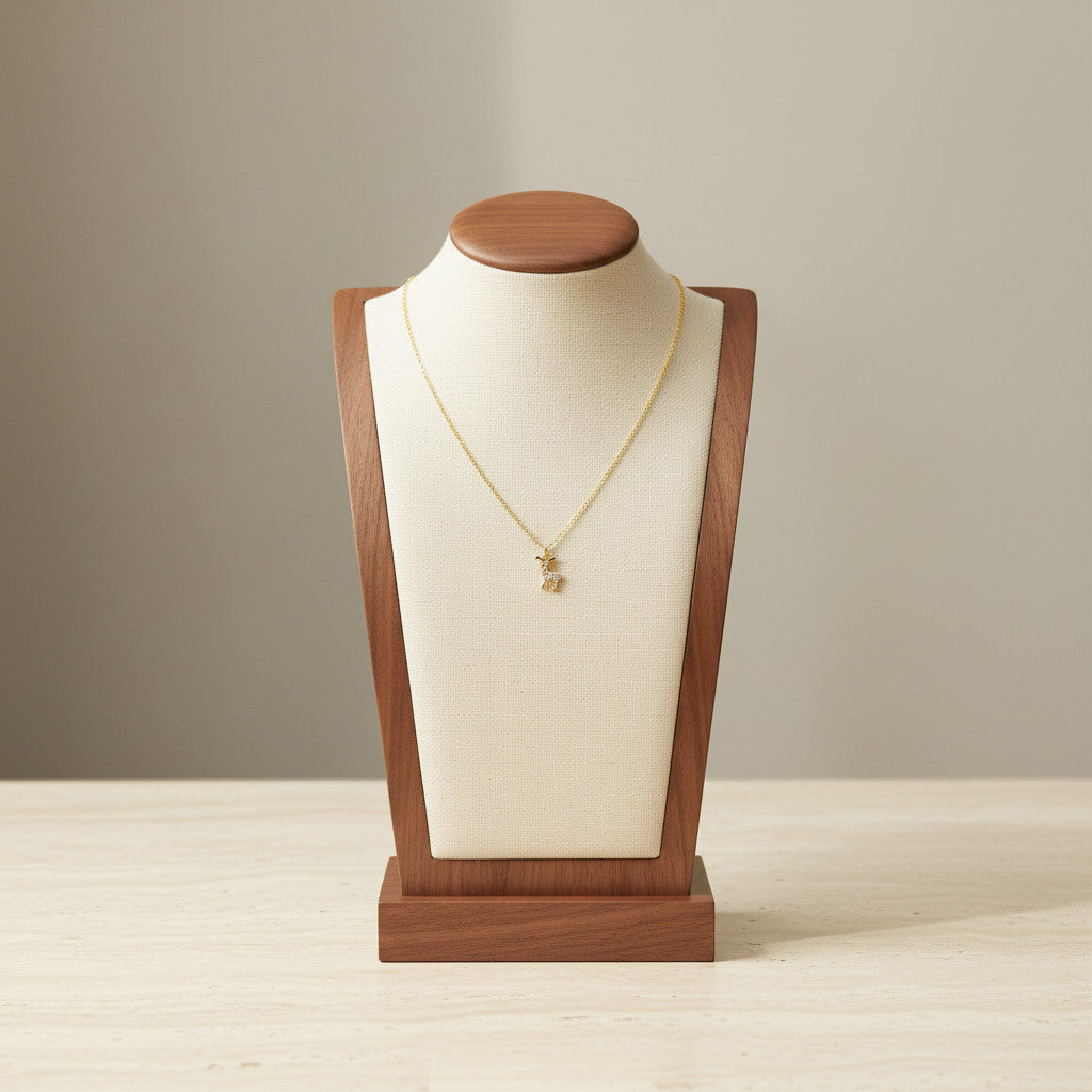 Little Deer Christmas Pendant Necklace Stainless Steel 18K Gold Plated Enamel