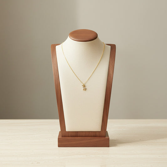 Little Deer Christmas Pendant Necklace Stainless Steel 18K Gold Plated Enamel