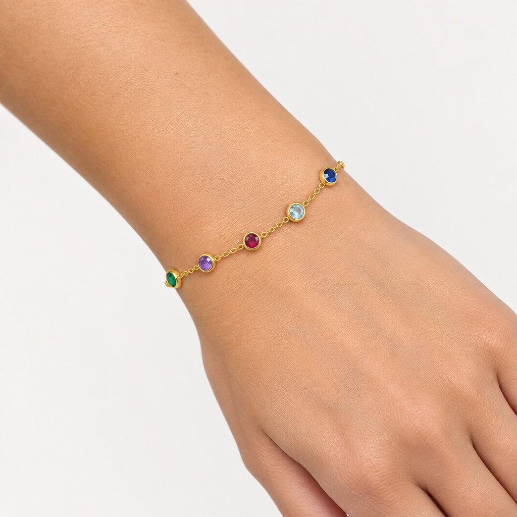 Multicolor Zirconia Adjustable Bracelet