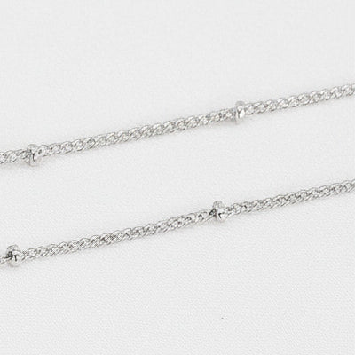 Silver Beaded Necklace Chain Titanium Steel 45cm