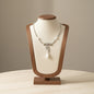 Bowknot Rhinestone Pearl Pendant Necklace Alloy Silver